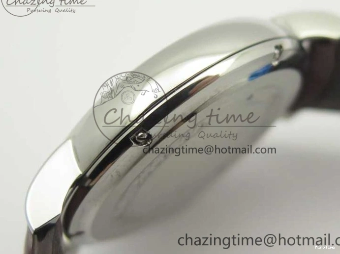 MIROTIME 0305 Portofino Automatic SS TWF 1:1 Best Edition Silver Dial Gold Markers on Brown Leather Strap A Bright 7203